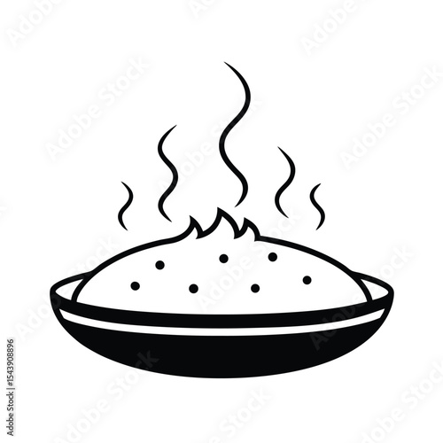 Artistic biryani plate releasing steam rendered in elegant continuous line style Vector illustration