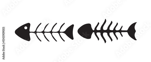 fish bone line art silhouette vector illustration of a fish