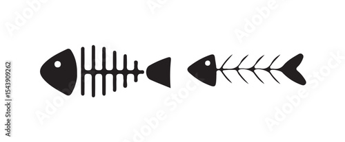 fish bone line art silhouette vector illustration of a fish