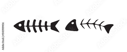 fish bone line art silhouette vector illustration of a fish