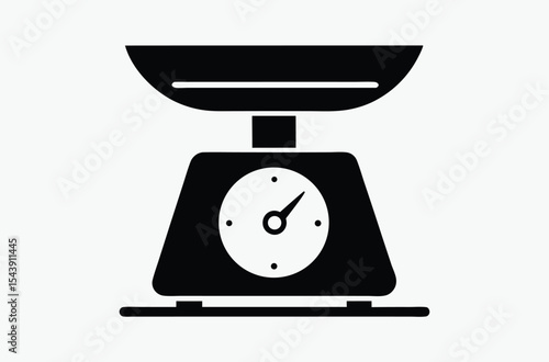 kitchen scale icon, cooking tool silhouette, black and white vector