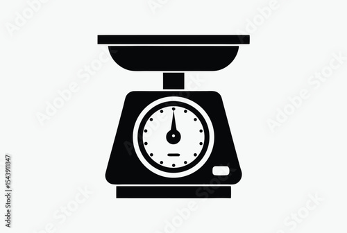 kitchen scale icon, cooking tool silhouette, black and white vector