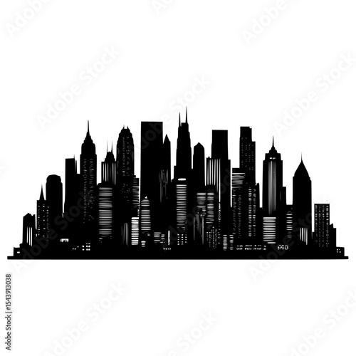 “Modern flat design cityscape silhouette, suburbs transitioning to metropolis”
