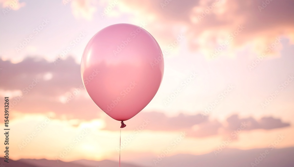 Obraz premium Pink balloon sunset sky.