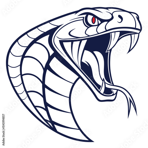 Foto Aggressive snake head, stylized graphic design