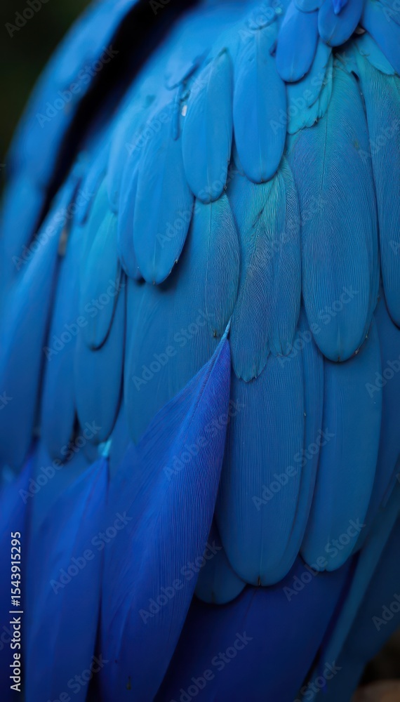 Obraz premium Close-up of vibrant blue bird feathers, soft texture , teal, macro photography