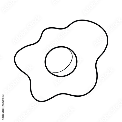 Fried egg with curved edges captured in clear precise outline drawing Vector illustration