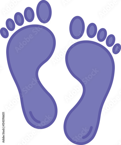 Colored Feet Icons. Vector Illustration. Human Footprints, Toes, Foot, Leg. Human Body Part. Concept Anatomy