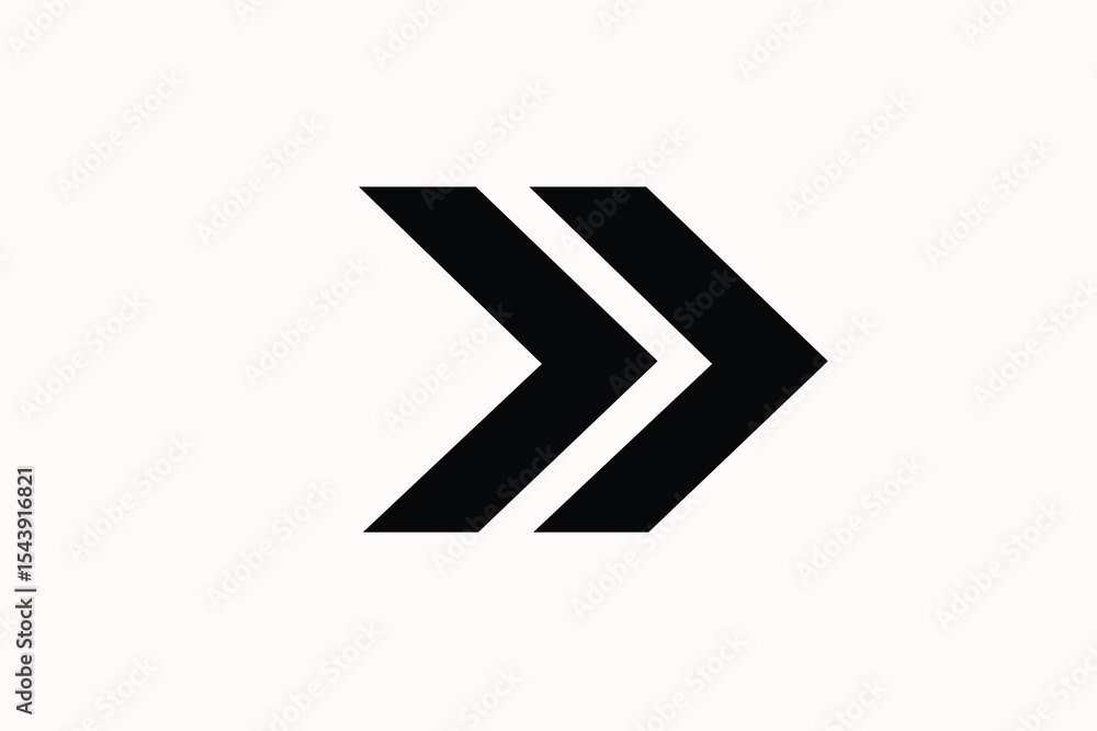 Fototapeta premium Dual chevron graphic illustration suggesting progression, direction, or next level