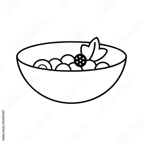 Greek salad with olives and feta rendered in elegant monoline artwork Vector illustration