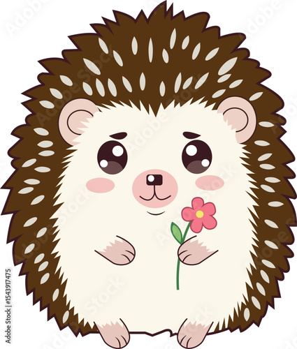 Cute Hedgehog with Flower