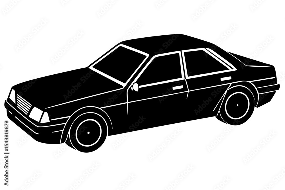 Fototapeta premium Silhouette Vector Art Illustration of a Sedan Car Icon