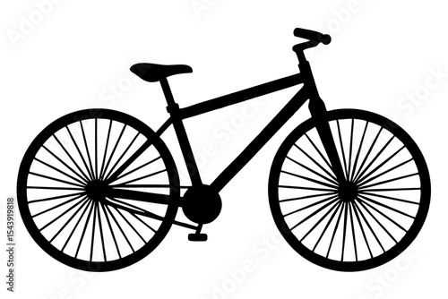 Silhouette Vector Art Illustration of Black and White Bicycle Icon