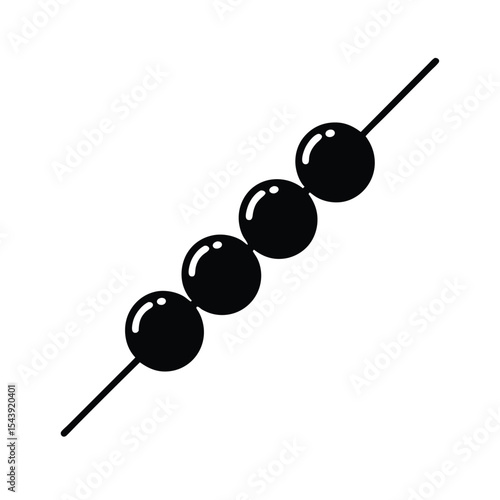 Tomato garnished meatball skewers drawn in stylish refined line art Vector illustration