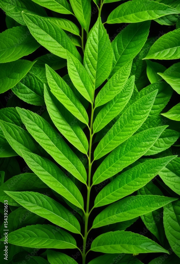 Fototapeta premium Close up of a green leaf on a black background