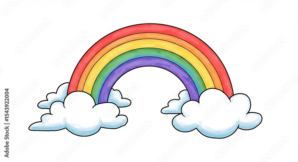 Regenbogen leuchtet hell uber weichen Wolken. AI Generated Regenbogen leuchtet hell uber weichen Wolken. AI Generated