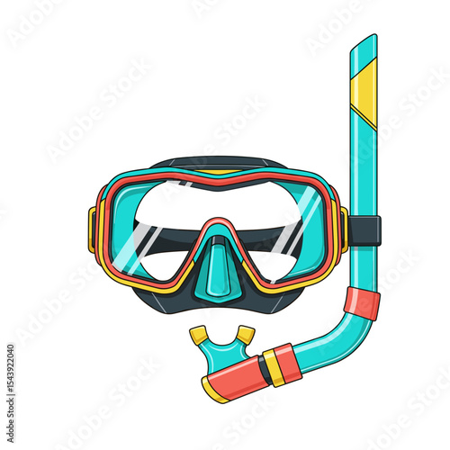 Snorkel mask and tube in colorful design for underwater exploration  