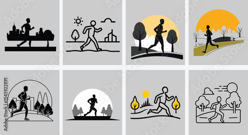 Runner at Sunrise Silhouette  Morning Jogging Scene in Warm Sunrise Light