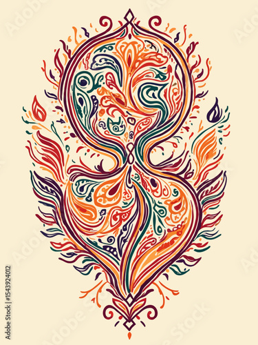  aum syllable, paisley design ,Hinduism, India 
