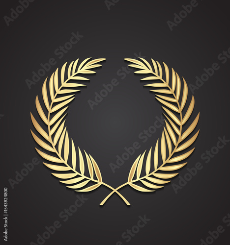 palm leaf wreath gold achievement logo