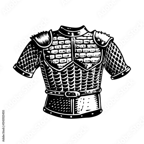 A glyph style illustration representing chainmail armour