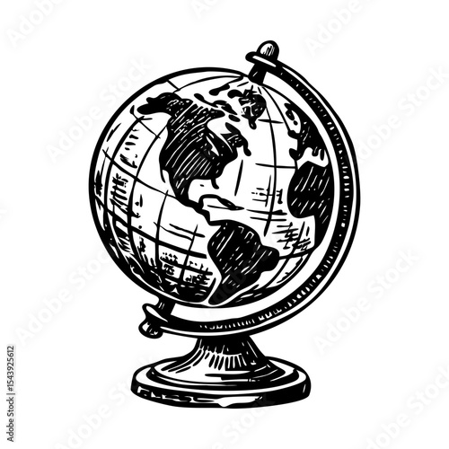 A vintage style illustration showing historical globe