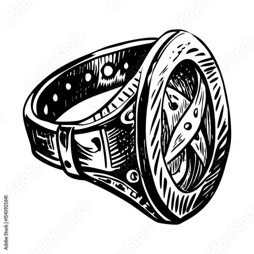 A glyph style illustration representing ancient ring