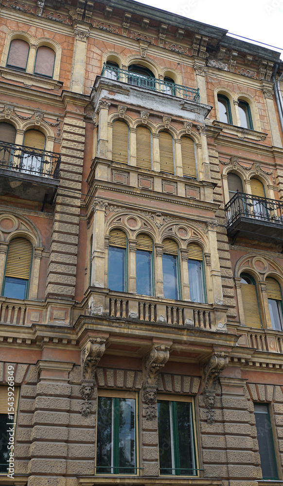 Facade of old building in centre of Budapest ,Hungary Facade of old building in centre of Budapest ,Hungary