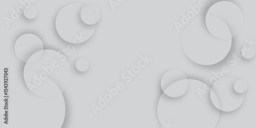 Modern design background for report and project presentation template. Abstract background with circle white abstract geometric background with soft light white paper circles in design .Gray abstract.