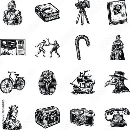 Set of Historic Culture Vintage Illustrations  

