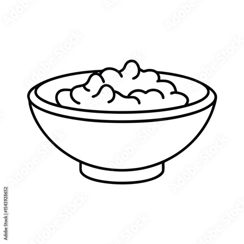 Beef bourguignon bowl in clean line style Vector illustration