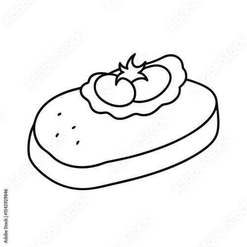 Bruschetta with tomato topping in clean line art Vector illustration