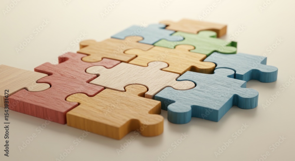 Obraz premium Colorful Puzzle Pieces Interlocked Together