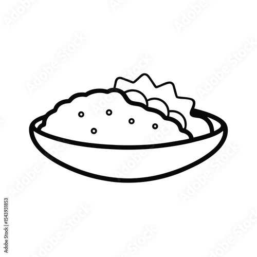 Chicken enchiladas with sauce in fine line style Vector illustration