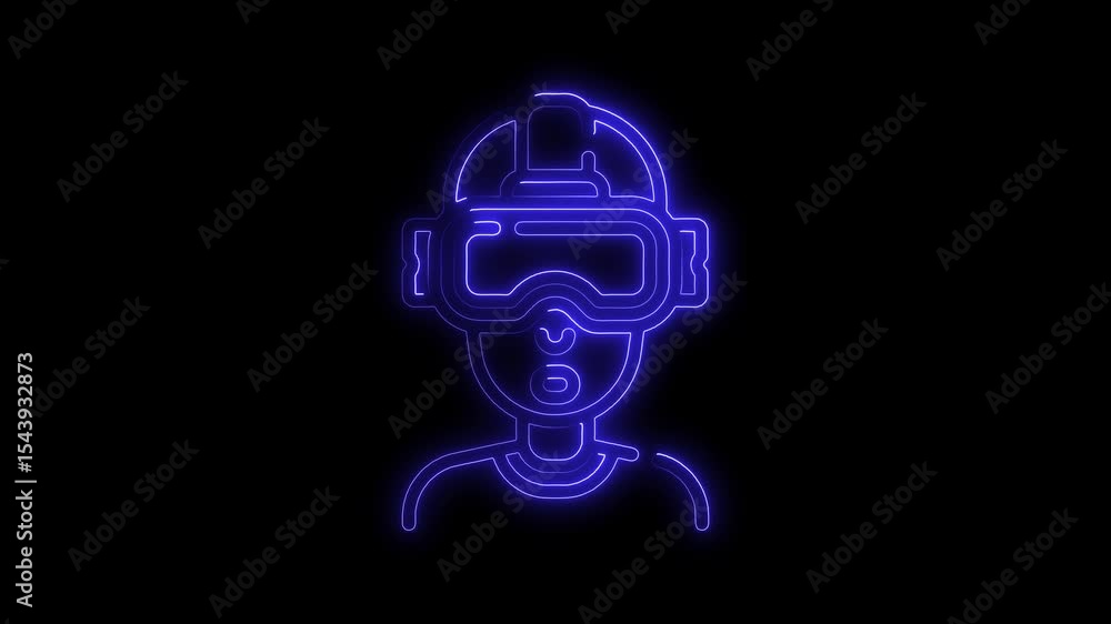 Glowing Neon Headphones Outline on Dark Futuristic Background Glowing Neon Headphones Outline on Dark Futuristic Background