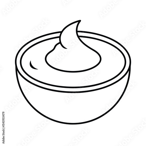 Creme brulee with caramel top in line illustration Vector illustration