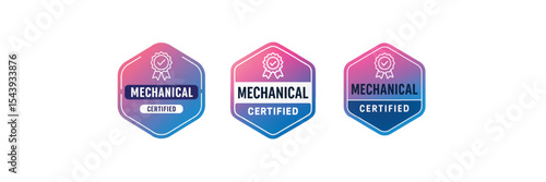 Free Download Mechanical Certified Badges Gradient Hexagon Labels - GFXLoad