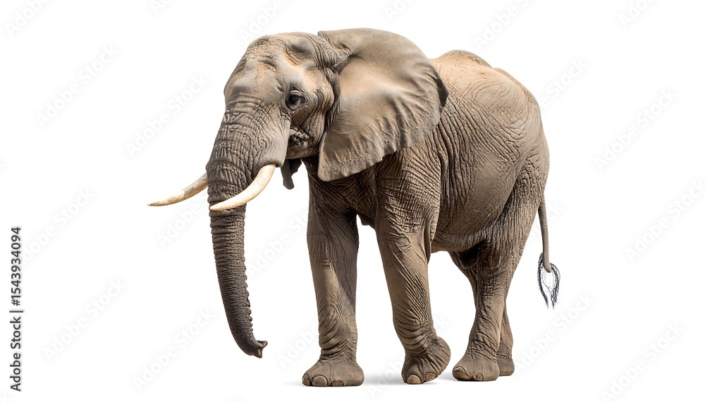 Obraz premium African Elephant Walking with White Background.