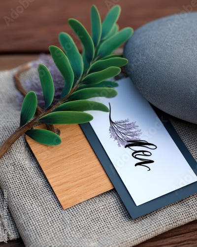 Elegant Packaging Mockup with Linen, Wood, and Stone Textures