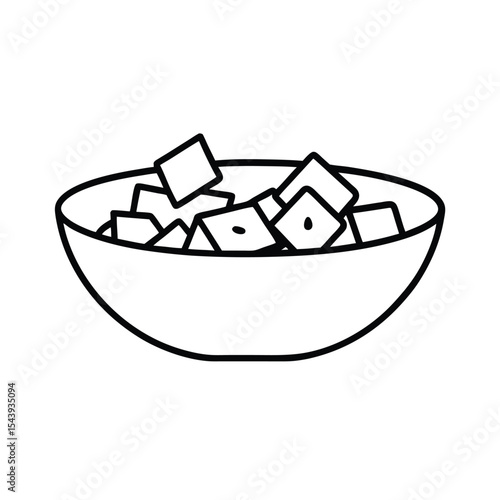 Fattoush salad with croutons in clean line style Vector illustration