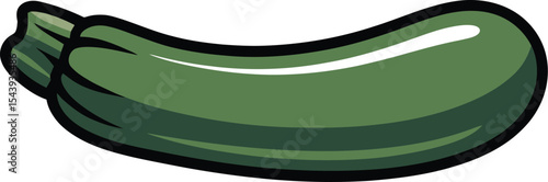 Illustration of a single green zucchini on a plain white background view
