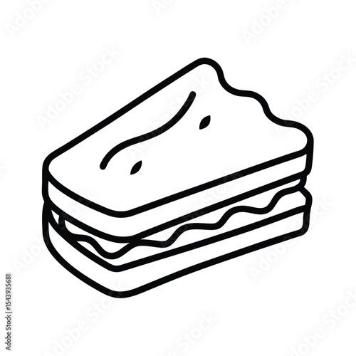 Croque monsieur sandwich in elegant bold lines Vector illustration