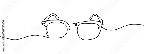 Continuous line, glasses, sunglasses Simple art lines on transparent background, editable strokes.