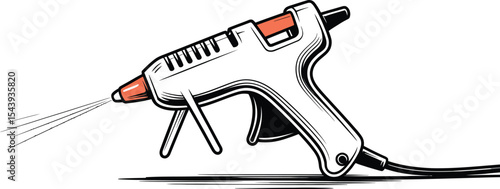 Illustration of a glue gun with glue strands coming out of the nozzle tip