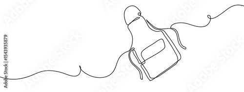 Continuous line apron for cooking Simple art lines on transparent background, editable strokes.