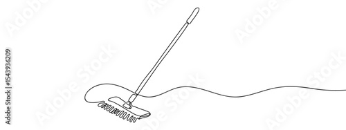 Continuous line mop Simple art lines on transparent background, editable strokes.