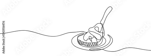 Continuous line, Tomahawk steak Simple art lines on transparent background, editable strokes.