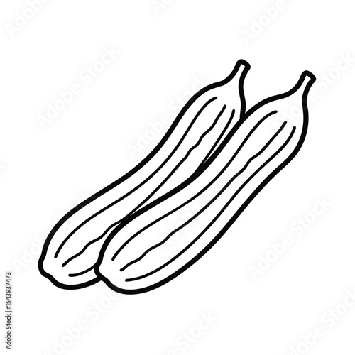 Grilled zucchini strips in thin line drawing Vector illustration