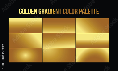Luxury Metallic Gold Gradient Stripes – Premium Swatch Palette Collection - Golden Color - Golden Gradient Color 