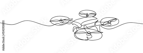 continuous line drone Simple art lines on transparent background, editable strokes.